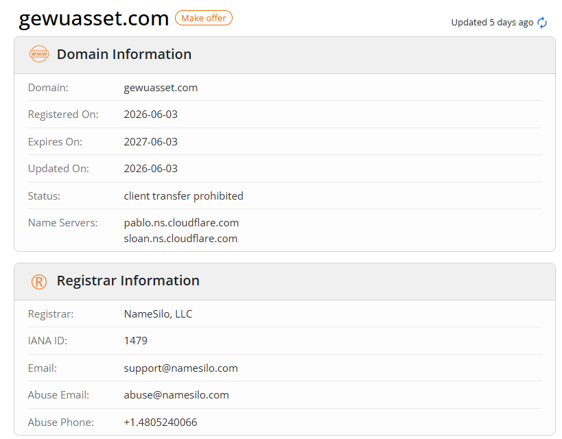 Gewuasset срок работы домена